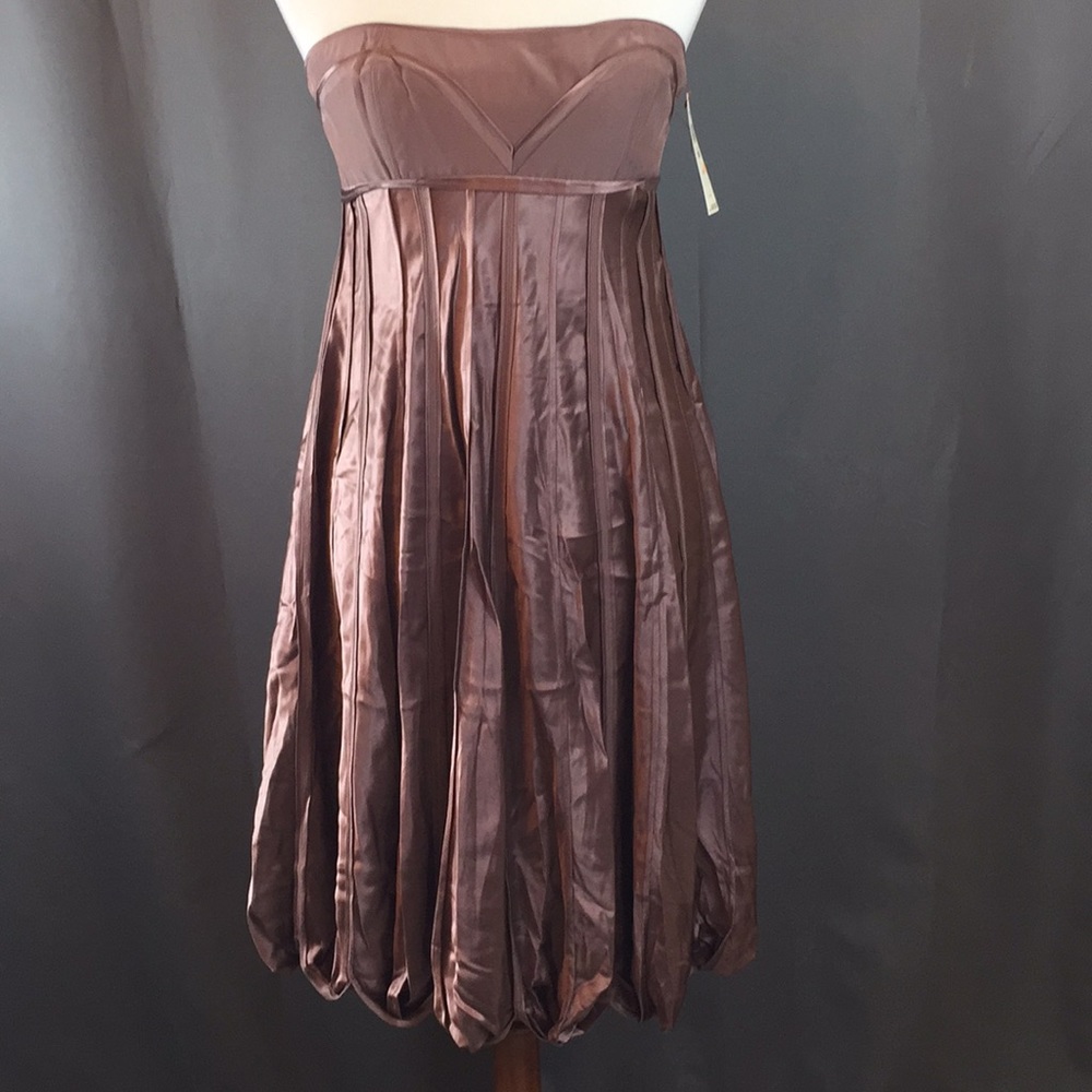 BCBG Rose Taupe hammered Silk Strapless